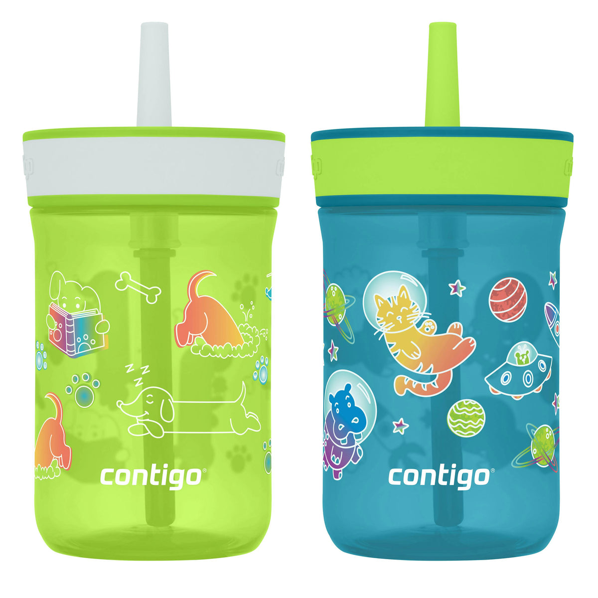 Contigo® Kids’ Leighton Straw Tumbler with Spill-Proof Leak-Proof Lid, 14oz